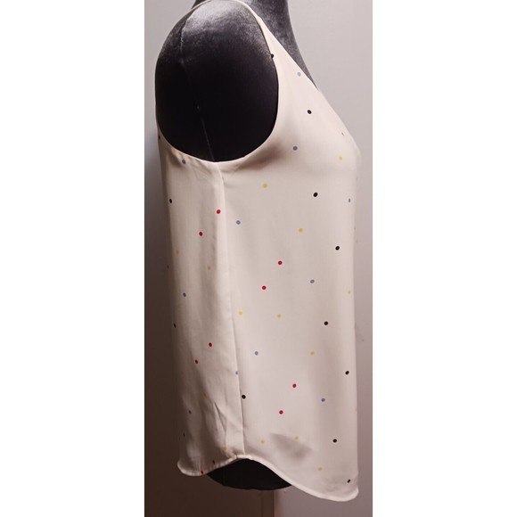 Ann Taylor Loft Outlet White With Polka Dots Satiny Tank Top Xs/P Career Work - Picture 7 of 9
